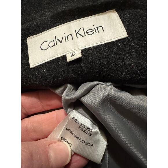Calvin Klein Stand collar wool pea coat Charcoal color size 10 - Picture 14 of 14